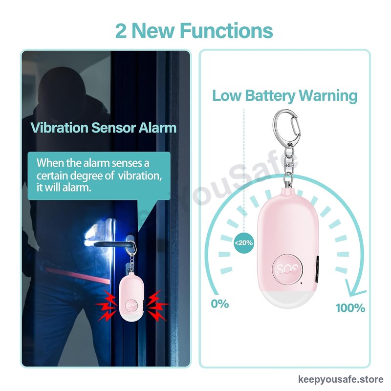 KeepYouSafe 130dB Rechargeable Personal Alarm with LED